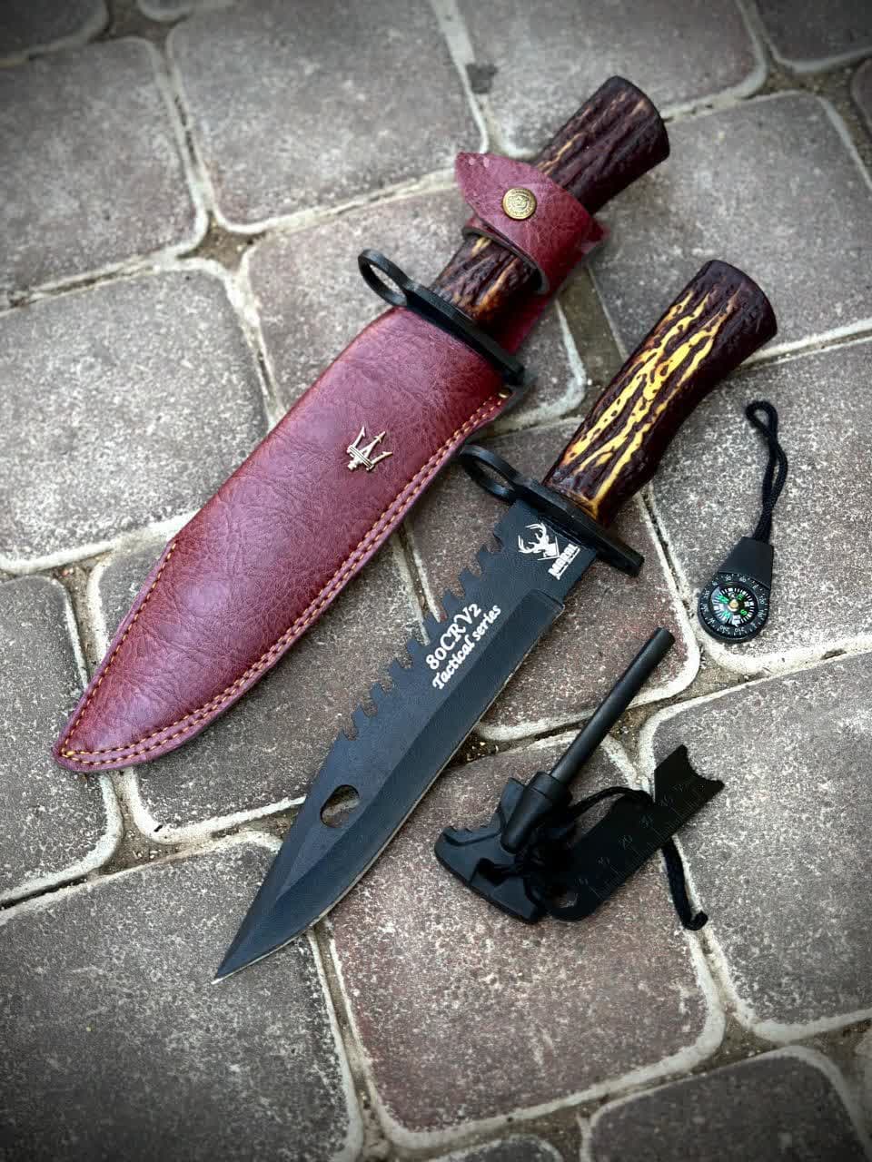 پک کارد شکاری چخماق و قطب نما 1 پک کارد شکاری چخماق و قطب نما