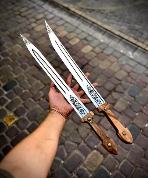 قمه 60 سانتی دسته چوبی طرح دار