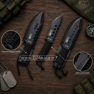 چاقوی شکاری ارزان تیغه فولاد فنر ضد زنگ بندپیچ