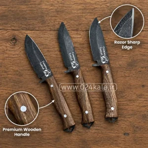 چاقوی شکاری مخصوص طبیعت فولاد CRV80 با غلاف رایگان