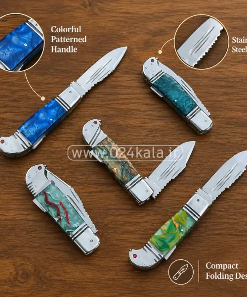 چاقوی تاشو کلکسیونی استاد عباسچیان تیغه فولاد فنر آلمانی